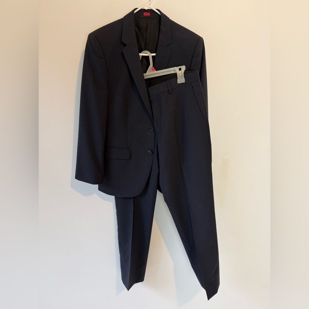 HUGO Boss Aeron Hamen1 Wool Suit Navy Two Button Blazer Pants 36S 46C